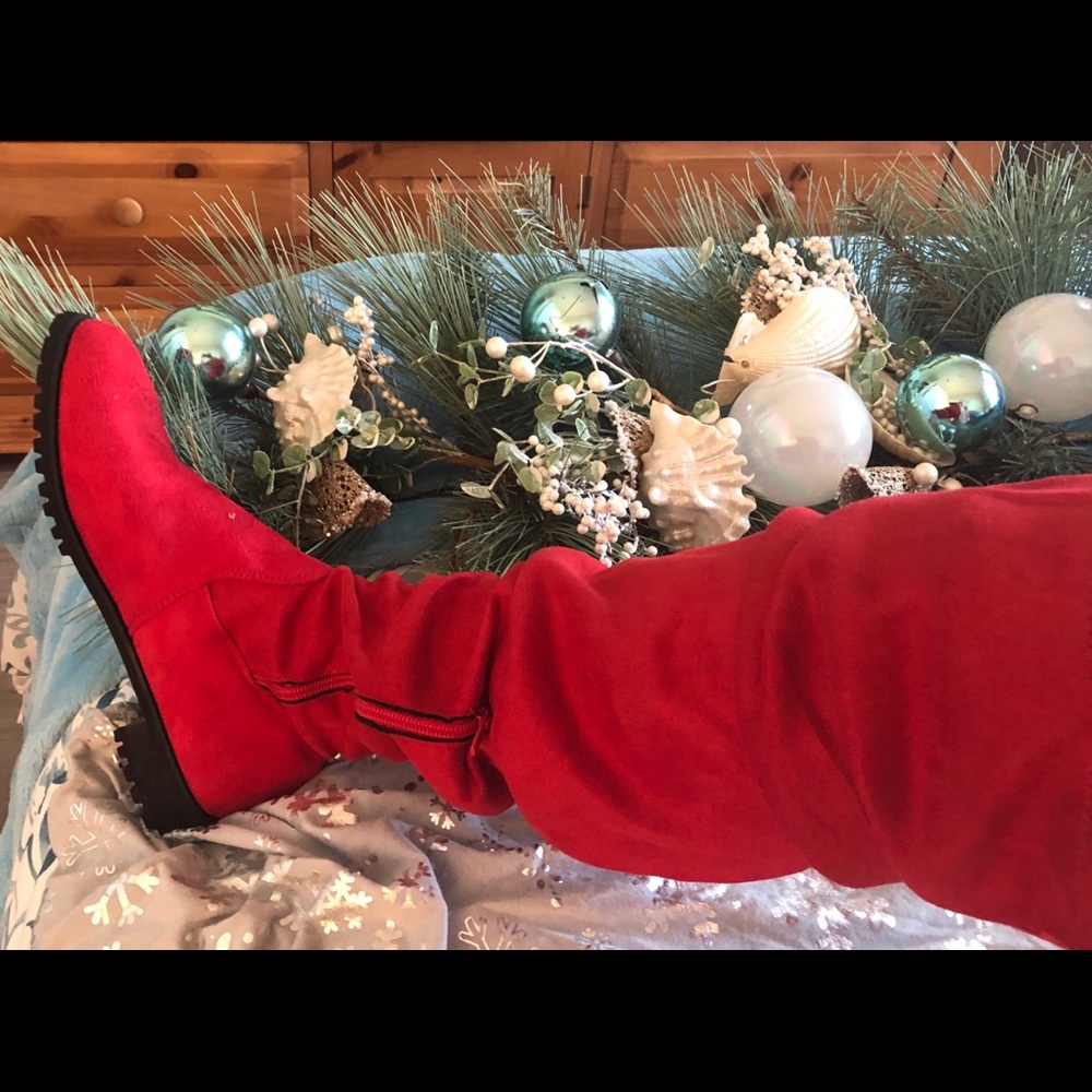 Over knee red suede boots 7.5
